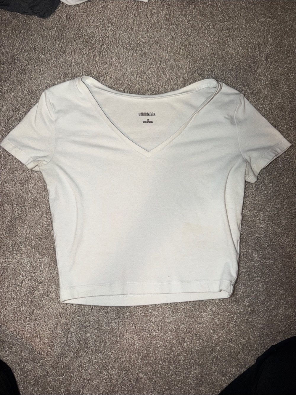wild fable Cream V-Neck Ribbed Crop Top